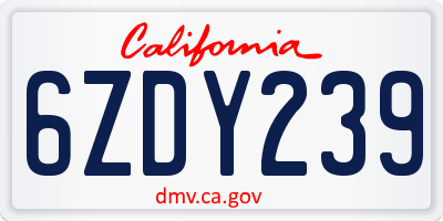 CA license plate 6ZDY239