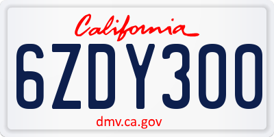 CA license plate 6ZDY300