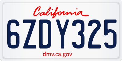 CA license plate 6ZDY325
