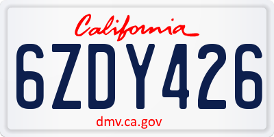 CA license plate 6ZDY426