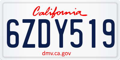 CA license plate 6ZDY519