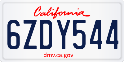 CA license plate 6ZDY544