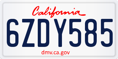 CA license plate 6ZDY585