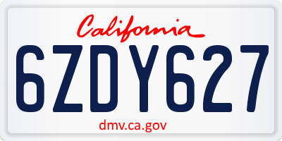 CA license plate 6ZDY627