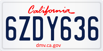 CA license plate 6ZDY636