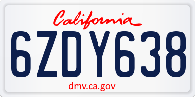 CA license plate 6ZDY638