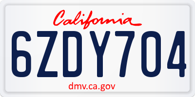 CA license plate 6ZDY704