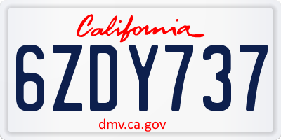 CA license plate 6ZDY737