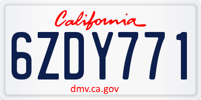 CA license plate 6ZDY771