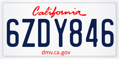 CA license plate 6ZDY846