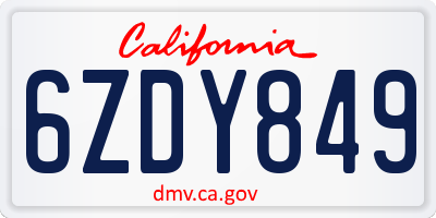 CA license plate 6ZDY849