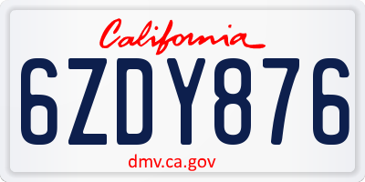 CA license plate 6ZDY876