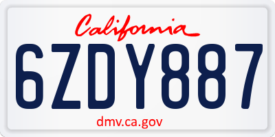 CA license plate 6ZDY887