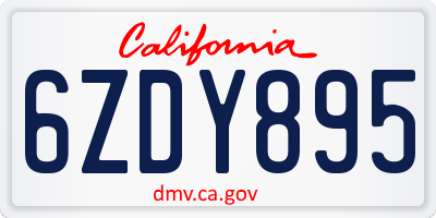 CA license plate 6ZDY895