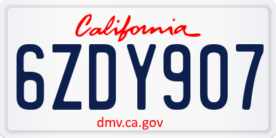 CA license plate 6ZDY907