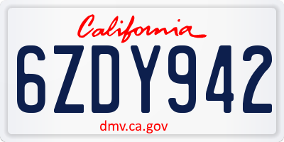 CA license plate 6ZDY942