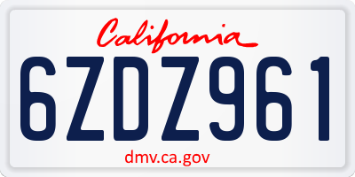 CA license plate 6ZDZ961