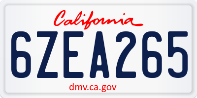 CA license plate 6ZEA265