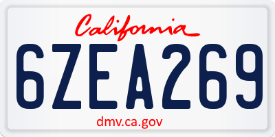 CA license plate 6ZEA269