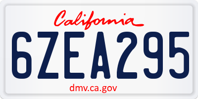 CA license plate 6ZEA295