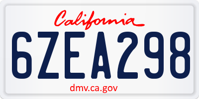 CA license plate 6ZEA298