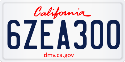 CA license plate 6ZEA300