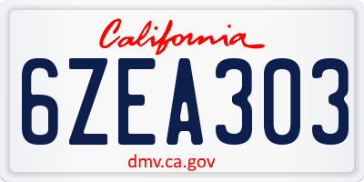 CA license plate 6ZEA303