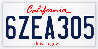 CA license plate 6ZEA305