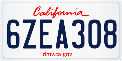 CA license plate 6ZEA308