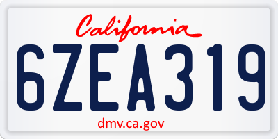 CA license plate 6ZEA319