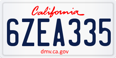 CA license plate 6ZEA335