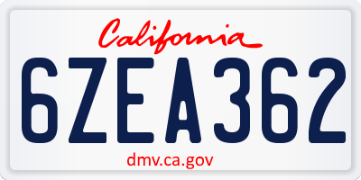 CA license plate 6ZEA362