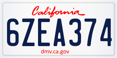 CA license plate 6ZEA374