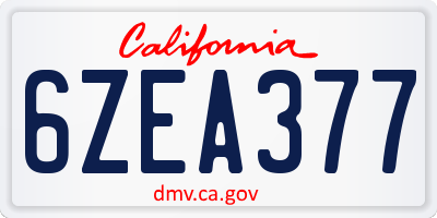 CA license plate 6ZEA377