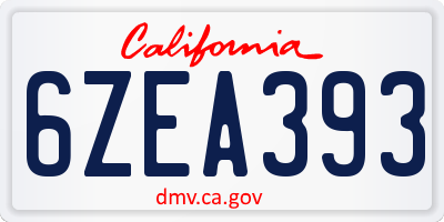 CA license plate 6ZEA393