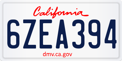 CA license plate 6ZEA394