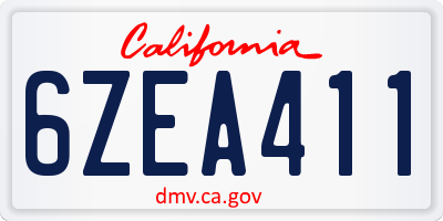 CA license plate 6ZEA411