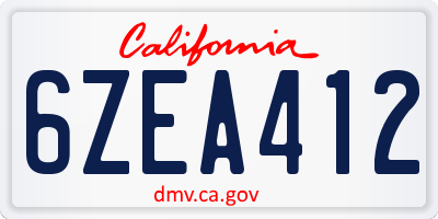 CA license plate 6ZEA412