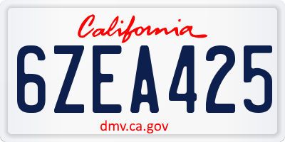 CA license plate 6ZEA425