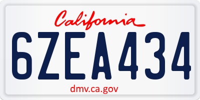 CA license plate 6ZEA434