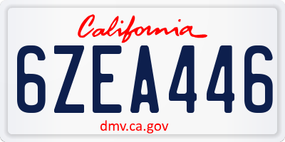 CA license plate 6ZEA446