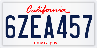 CA license plate 6ZEA457