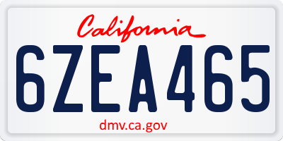 CA license plate 6ZEA465