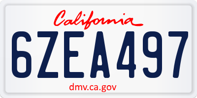 CA license plate 6ZEA497