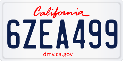 CA license plate 6ZEA499