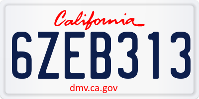 CA license plate 6ZEB313