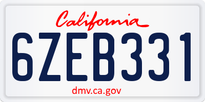 CA license plate 6ZEB331