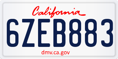 CA license plate 6ZEB883