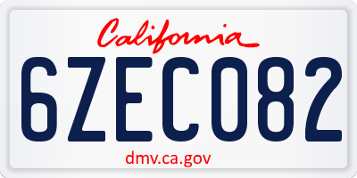 CA license plate 6ZEC082