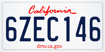 CA license plate 6ZEC146
